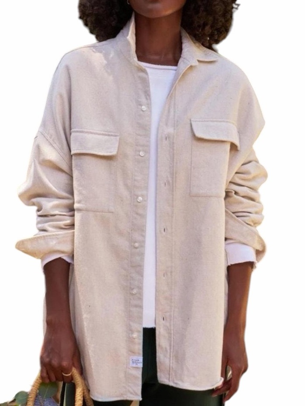 Frank & Eileen McLoghlin Italian Brushed Canvas Overshirt Shacket oatmeal XS/S